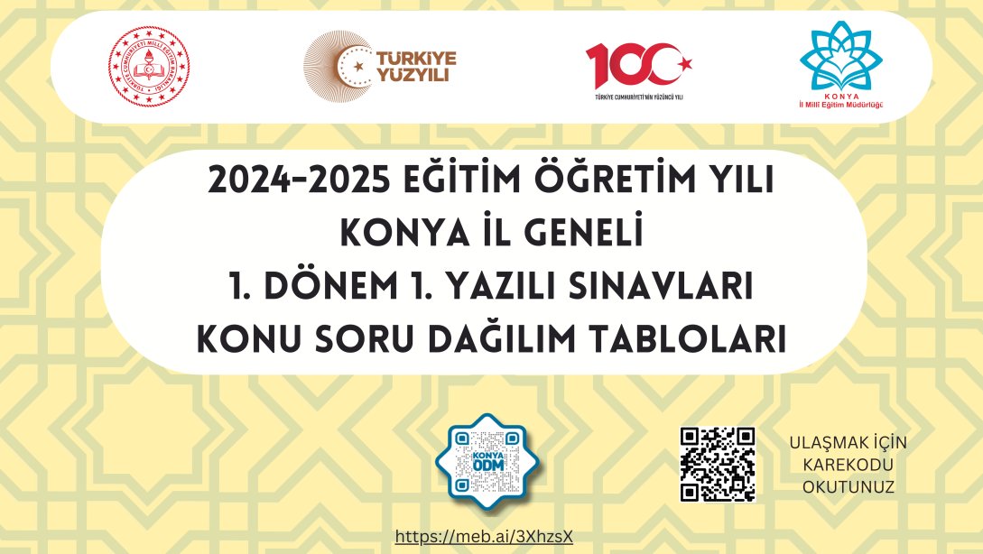 7. SINIFLAR İL GENELİ ORTAK YAZILI SINAVLARDA ESAS ALINACAK KONU SORU DAĞILIM TABLOSU SENARYOLARI